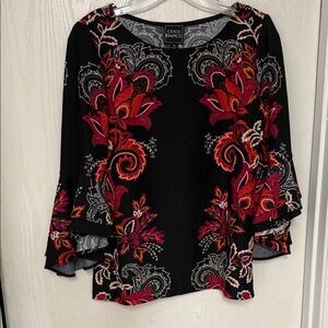 Coco Bianco Black and Red Floral Blouse